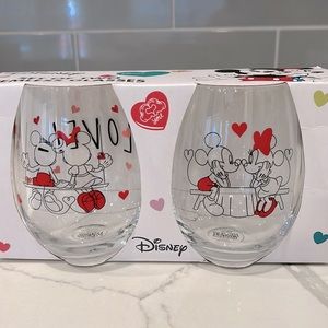 Disney Set of Two Stemless Glasses Mickey and Minnie Mouse